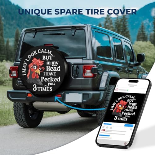 GENANY Funny Chicken Quote Thick PVC Leather Spare Tire Cover Size 16 - Image 2