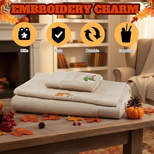 Peryiter 3 Pack Fall Decorative Bath Towel Set - Image 5