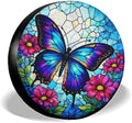 GENANY Butterfly Floral Thick PVC Leather Spare Tire Cover Size 14 by GENANY
