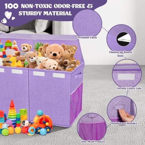 Extra Large Toy Box with Lids, Collapsible Storage Bin - Image 4