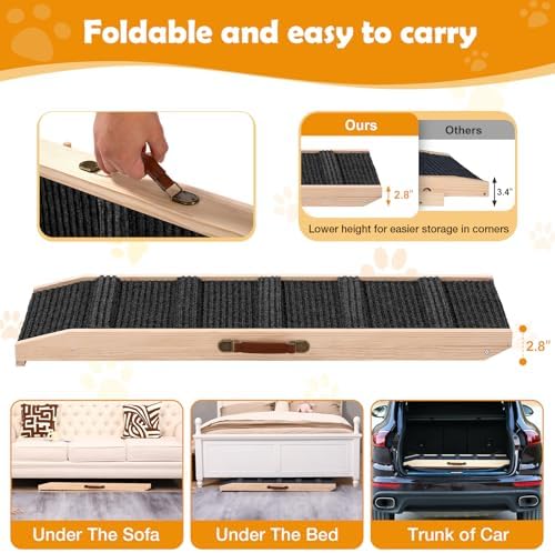 43" Foldable Dog Ramp 6-Level Adjustable Non-Slip - Image 6