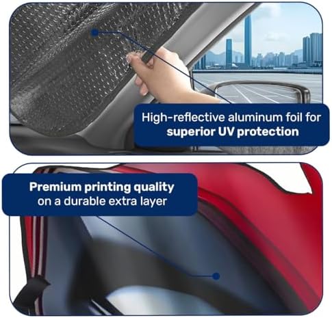 GENANY Red Mask Eyes Windshield Sun Shade 69 x 35 Inch - Image 3