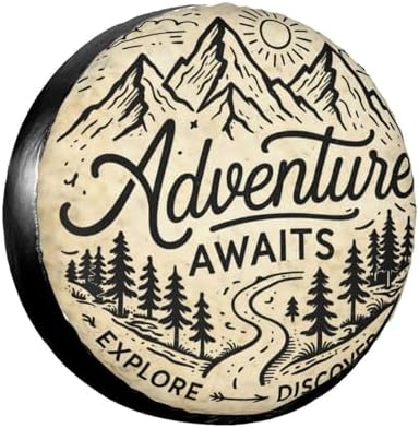 Spare Tire Cover，Adventure Awaits Camper Spare Tire Cover Waterproof Sun by Unknown
