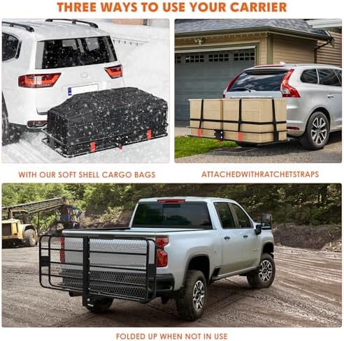 GarveeTech 72" x 30" x 6" Heavy-Duty Folding Hitch Cargo Carrier – 600 Lbs - Image 6