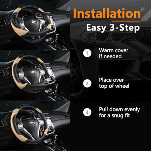 Leather Car Steering Wheel Cover, Universal Fit - Image 6