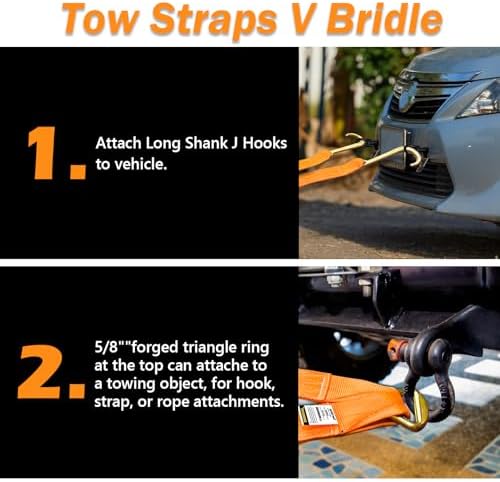 3" x 24" Recovery Tow V-Straps V Bridle w/15 J Hooks 5400LBS - Image 5