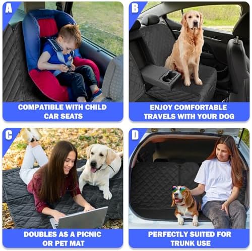 Yonktoo Dog Car Seat Cover for Back Seat, 60/40 Split Bench - Image 7