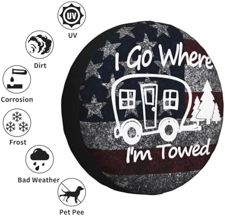 Spare Tire Cover I Go Where I'm Towed Wheel Covers Weatherproof Universal Wheel - Image 5