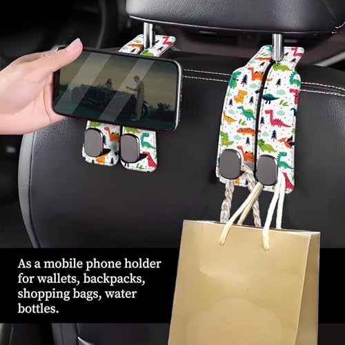 Car Seat Headrest Hook, Universal Leather Cute Hanger Holder Hook, Storage - Image 2