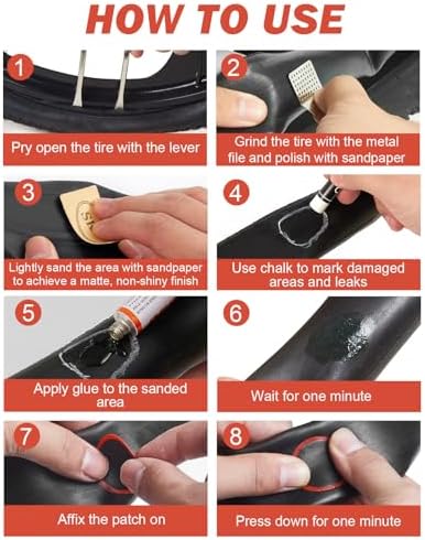 Zacro Bike Tire Repair Kit 91 PCS Vulcanizing Glue Stainless Tire Levers - Image 5