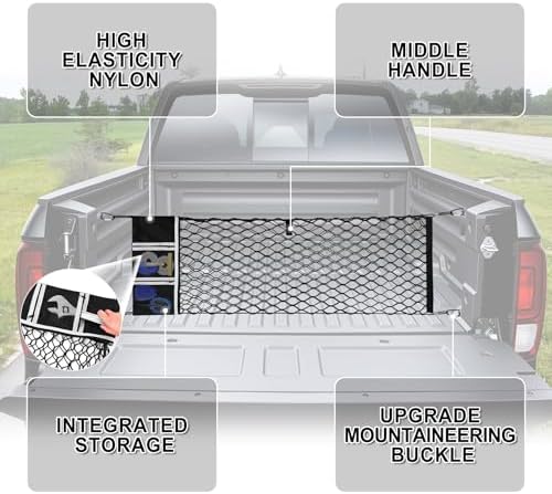 Amiss Truck Bed Cargo Net with Side Organizer, Fits - Image 3