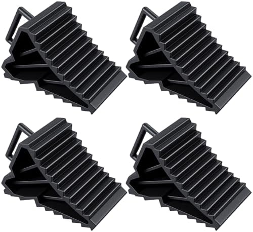 4 Pack Wheel Chocks for RV Trailers & Camper, Heavy Duty Non-Slip Tire Stoppers by Unknown