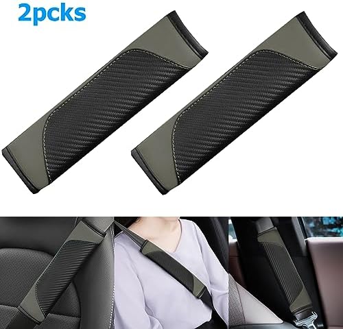 AUCELI 2PCS Carbon Fiber Car Seat Belt Cover, Breathable Leather - Image 3