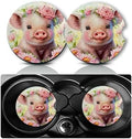 2Pcs Pig Car Coasters, 2.75" Neoprene Rubber Cars Cup Holder Coasters by Databa