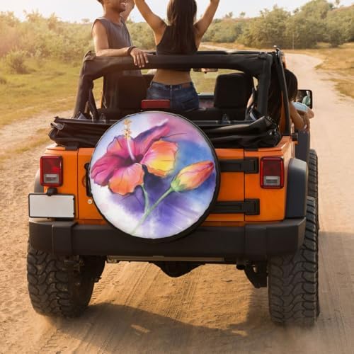 Delerain Spare Tire Cover Colorful Hibiscus Flower Wheel Covers Sun Protection - Image 4