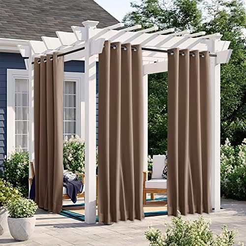 NICETOWN 2 Panels Windproof Blackout Outdoor Curtains W46xL80 Tan by NICETOWN
