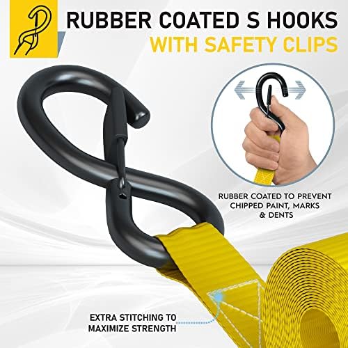 AUGO Ratchet Straps Heavy Duty 4 Pack -15 FT - 2200 LB Break Strength – Ratchet - Image 3