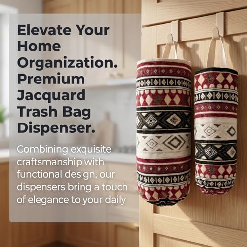 Plastic Bag Holder, Wall Mount Grocery Bag Dispenser, Cotton Aztec Jacquard - Image 4