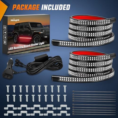 Nilight 2PCS 70 Inch Running Board LED Lights Strip Red - Image 6