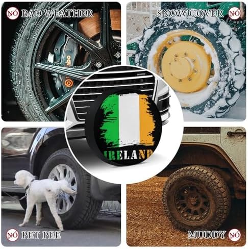 Vintage Ireland Irish Flag Tire Covers, Dust-Proof Weatherproof Wheel Covers - Image 4