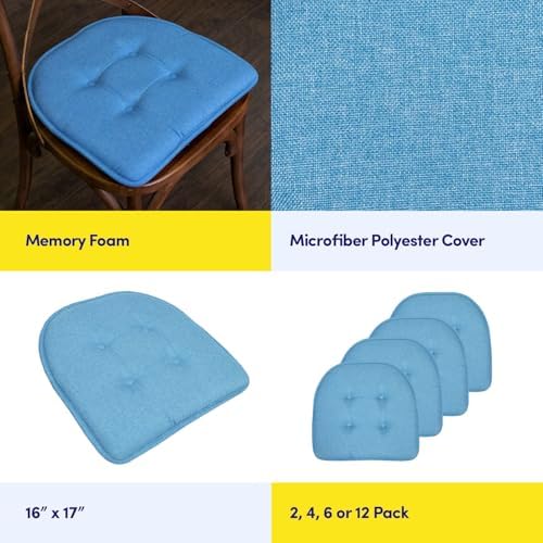 Sweet Home Collection Chair Cushion Memory Foam Pads Tufted Slip Non Skid - Image 6