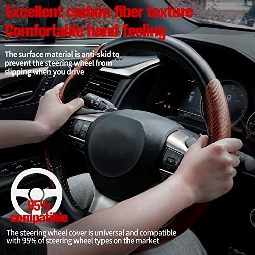 Amiss 2pcs Carbon Fiber Anti-Skid Steering Wheel Cover, Waterproof & Segmented - Image 2