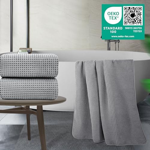 POLYTE 430 GSM Poly Blend Microfiber Waffle Bath Sheet XL Set, 35x70 in - Image 4