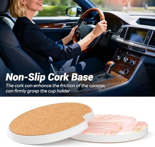 Car Cup Holder Ceramic Coasters 2 Pack, 2.56 in Anti Slip Absorbent Coaster - Image 6
