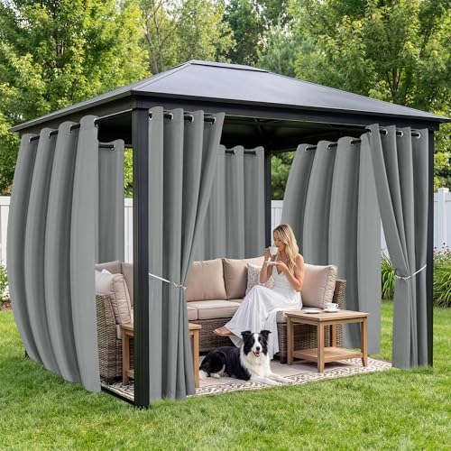 Gazebo Curtains Outdoor Waterproof 6 Panels, Porch Sun Shade - Image 4