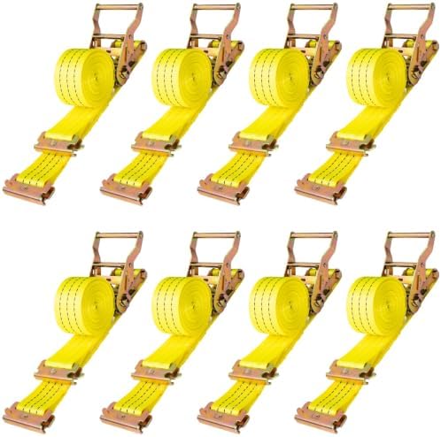 E-Track Ratchet Straps, 8 Pack, 4500 LBS, Heavy Duty Tie Downs by BOLVIXOR