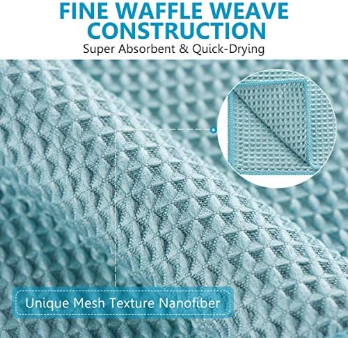 8 Pack Waffle Weave Microfiber Towels, Premium 3D Mesh Waffle Weave Quick - Image 2