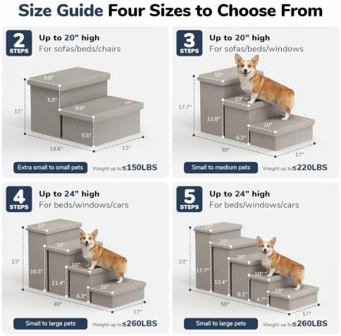 2-Step Wide Dog Stairs with Storage 11" H, Non-Slip Sturdy Pet Steps - Image 2