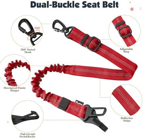 Pawaboo Dog Seat Belt Harness for Car, Seatbelt Harness - Image 3