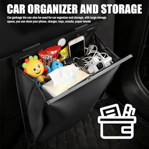 LED Car Trash Can Leak-Proof, Strong Magnetic Fast Closing Car Trash Bin as - Image 6