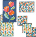 RITZ 6-Piece Overlapping Birds Microfiber Kitchen Set – Mid-Century Modern by RITZ