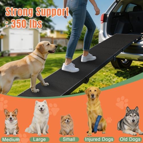 91" Dog Ramp for Car, Extra Long Foldable Hisfox Pet Ramp for Dog - Image 3