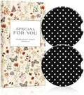 Swooflia Floral Absorbent Ceramic Car Coasters Set of 2, Cute Botanical by Swooflia
