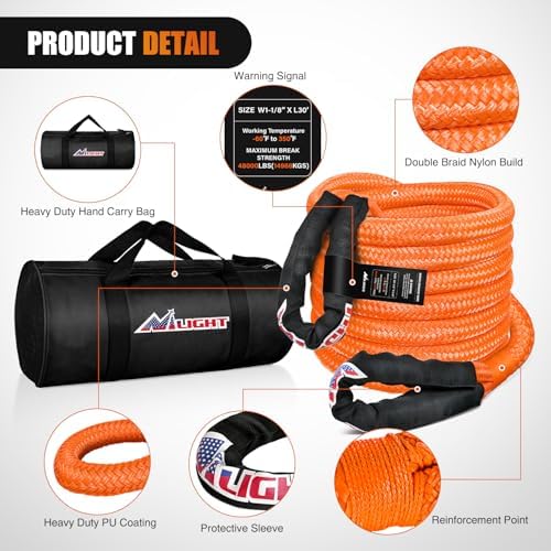 Nilight 1-1/8in x 30ft Kinetic Recovery Rope - Image 2