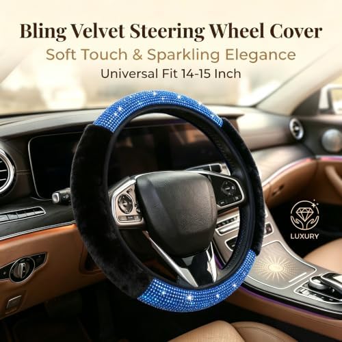 Bling Steering Wheel Cover Fluffy Rhinestone - Image 5