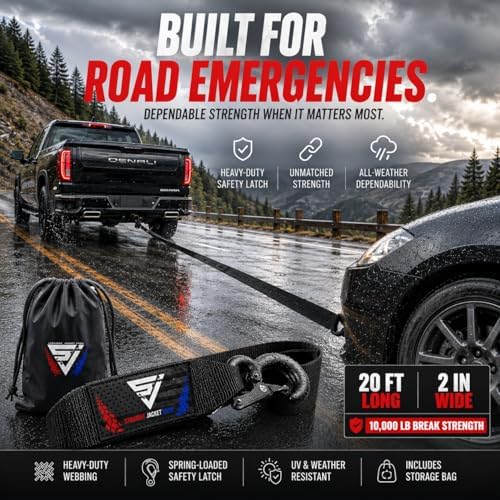 Heavy Duty 2-in x 20-ft Tow Strap - Image 3