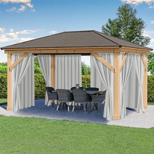 Outdoor Curtains for Patio Waterproof Rod Pocket 4 Pcs 54x95 Silver Grey by HolidayIdeas