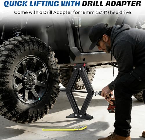 High Lift Scissor Car Jack, 3T Heavy Duty Car Jack, 3/4" Hex Drive - Image 4