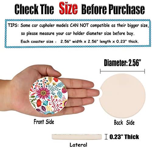 Sunflower Small 2.56" Absorbent Auto Coasters 2 Pack, Ceramic Car Accessories - Image 5