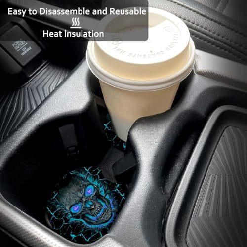 2 Pack Black Cat Car Coasters for Cup Holder, Neoprene Anti Slip Mat - Image 2