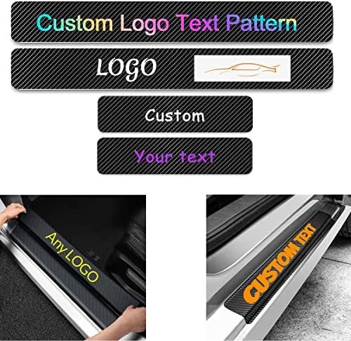 Custom Car Door Sill Protector Personalized Text/Logo Decal Decorative Carbon by DIBOTA