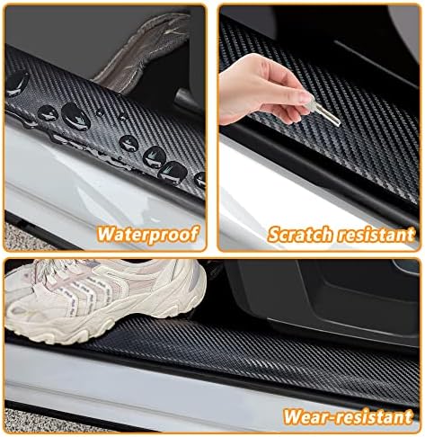 4Pcs Car Door Sill Protector, Sport Carbon Fiber Threshold Anti-Scratch Sticker - Image 5