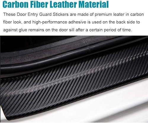 LEXLEY Carbon Fiber Style Leather Door Sill Protector, Scuff Plate Cover Guard - Image 2