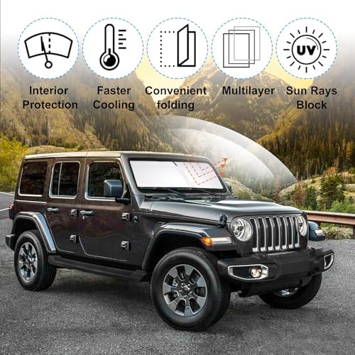 Windshield Sun Shade Sunshade for 2018-2026 Jeep Wrangler JL/4XE - Image 2