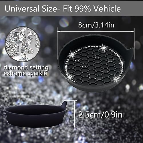 NBTEPEM 4pcs Bling Car Cup Holder Coaster, 2.75 inch Anti-Slip Shockproof - Image 2