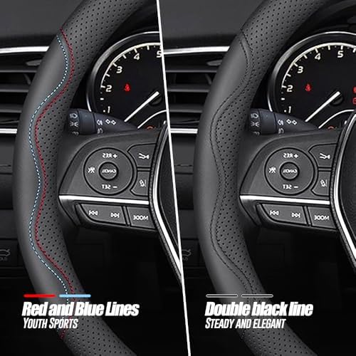 LKWLIKEI Nappa Premium Leather car Steering Wheel Cover, Breathable, Universal - Image 2